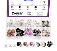 Swpeet Lot de 45 boutons de 9 styles sans couture avec perles - Anti-exposition - Pour femme - Pour vêtements, robes, pulls, chaussures