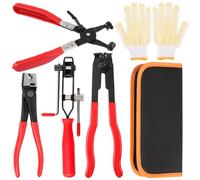 Swpeet Lot de 5 pinces de serrage pour joint de coffre, pinces de serrage de tuyau, pinces de serrage pour axe CV ATV Clic-R avec gants, kit d'outils de bande de voiture pour la plupart des voitures