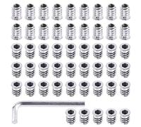 Swpeet Lot de 50 écrous filetés en acier carbone plaqué zinc blanc pour meubles - Inserts filetés en bois - 20 x 15 mm