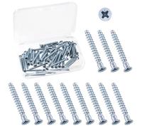 Swpeet Lot de 50 vis de raccordement pour meuble Confirmat, en acier au carbone zingué bleu-blanc, à empreinte Phillips, à tête fraisée et autotaraudeuse (Flat Head Phillips, M5×40mm)
