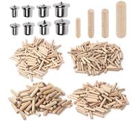 Swpeet Lot de 505 Goupilles Droites Rainurées en Bois - 4 Tailles (6,3 mm, 5,9 mm, 1,27 cm) Avec Point Central Cylindrique - Assortiment de Chevilles et Goupilles de Transfert