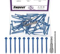 Swpeet Lot de 52 vis à béton hexagonales fendues 3/16" x 2-1/4" avec douille à embout hexagonal et assortiment de butt de perçage, vis auto-taping pour l'ancrage sur la maçonnerie
