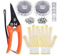 Swpeet Lot de 54 sangles de tuyau en métal galvanisé de calibre 27 avec vis, ciseaux et gants en métal robuste, cerclage avec trous pour suspension de support de tuyau, 1,9 cm x 3 m