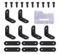 Swpeet Lot de 56 équerres d'angle en acier inoxydable noir avec vis (25 x 25 x 2 mm, 50 x 2 mm)
