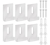 Swpeet Lot de 6 clips de miroir en métal argenté avec vis, kit de fixation à large canal pour miroir, grands clips de support lourds, supports de miroir en métal pour montage mural sans cadre