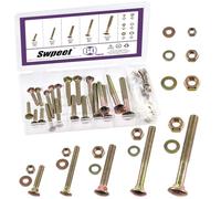 Swpeet Lot de 60 boulons de carrosserie colorés 5 tailles M6 × 30 M6 × 50 M8 × 50 M8 × 70 M10 × 80 colorés plaqués zinc vis écrous rondelles assortiment kit de vis vis à tête ronde col carré, boulons