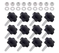 Swpeet Lot de 60 boutons de serrage en forme d'étoile à filetage mâle hexagonal M6 x 30 en métal avec écrous hexagonaux en acier inoxydable 304 et rondelles plates - Kit d'assortiment, bouton de