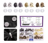 Swpeet Lot de 60 fermoirs magnétiques en métal de 14 mm pour couture, sacs à main, vêtements, cuir - Doré, argent, bronze, noir