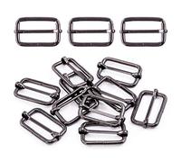 Swpeet Lot de 60 pièces - Anneaux métalliques rectangulaires de 20 mm - Noir pistolet - Boucles triglides coulissantes, boucles à rouleau pour clés, boucles coulissantes pour sangle, pour sacs à