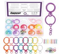 Swpeet Lot de 68 fermoirs rotatifs en forme de O - 8 couleurs - Avec anneaux porte-clés ouverts et porte-clés - Fermetures à ressort rotatives en métal pour porte-clés