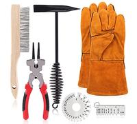 Swpeet Lot de 7 marteaux de soudage à rayures de 25,4 cm - Outil de retrait de scories avec jauge d'épaisseur de feuille de métal, pince de soudage de 20,3 cm et marteau de soudage de 25,4 cm