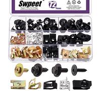 Swpeet Lot de 72 boulons universels en métal pour carrosserie de voiture avec vis assorties