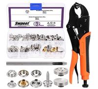 Swpeet Lot de 74 outils de fixation robustes de 22,9 cm, outil de montage réglable, comprend une pince à bouton-pression en toile, des boutons-pression à clous, un capuchon, une douille, une
