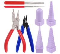 Swpeet Lot de 8 outils de bouclage de fil, y compris 2 mandrins de bouclage, 1 pince 6 en 1 et une pince à bec aiguille, 4 formes de bordure pour emballage de bijoux
