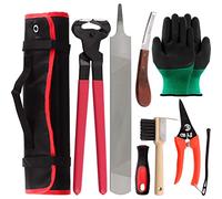 Swpeet Lot de 8 outils professionnels de maréchier avec rouleau, coupe-sabots, coupe-sabots, râpe et poignée en caoutchouc, pince à sabot, brosse à fer à cheval, couteau à sabot
