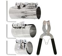 Swpeet Lot de 8 segments de piston en acier inoxydable de 7,6 cm, 10,2 cm, 15,2 cm et 15,2 cm Outil d'installation de piston réglable Pince de retrait avec 3 tailles de clés assorties Parfait