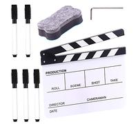 Swpeet Lot de 8 tableaux de cinéma en acrylique noir de 25,4 x 30,5 cm, 1 gomme magnétique pour tableau noir, 1 clé hexagonale M3 et 5 stylos effaçables à sec