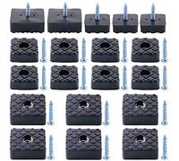 Swpeet Lot de 80 patins de meubles carrés noirs de 22 mm et 30 mm avec vis, pieds de meubles antidérapants en caoutchouc robuste pour table, bureau, chaise et canapé