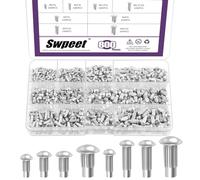 Swpeet Lot de 800 rivets en aluminium massif M2 M2,5 M3 M4 × 6 mm 8 mm 10 mm tête semi-circulaire solide rivets en aluminium pour réparation bateau, avion