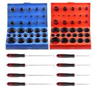 Swpeet Lot de 834 rondelles toriques universelles SAE et métriques avec kit d'assortiment de crochets longs et courts, joints toriques en caoutchouc nitrile SAE métrique