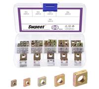 Swpeet Lot de 90 écrous carrés - 5 tailles M3 M4 M5 M6 M8 - Jaune galvanisé - Filetage grossier - Pour la maison, l'automobile, la boutique