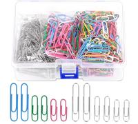 Swpeet Lot de 900 trombones colorés et argentés de 2,8 cm, tailles assorties, petits, moyens et grands, en métal revêtu, réutilisables pour le bureau, l'école, l'organisation de documents
