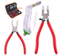 Swpeet pinces en verre résistant, pinces brise-grozer et Kit de coupe de verre d’alimentation d’huile Grip, outil de coupe teinté avec des embouts en caoutchouc supplémentaires pour les vitraux