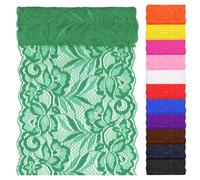 Swpeet Ruban de dentelle élastique vert de 4,57 m sur 15 cm de large, ruban de dentelle élastique pour vêtements, diadèmes, bouquets de mariage, travaux manuels