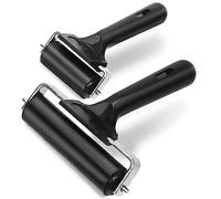 Swpeet Set de 2 rouleaux en caoutchouc noir, rouleaux de frein, caoutchouc dur, outils structurels antidérapants pour estampage de blocs 2,2 et 3,7 pouces pour l'impression, l'encre, l'artisanat