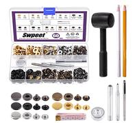 Swpeet Swpeet Lot de 60 boutons-pression en cuir de 15 mm avec outils de fixation et marteau en plastique