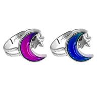 swqfzki Lot de 2 bagues d'humeur en forme de cœur et tortue, dinosaure, licorne, cheval, couleur changeante, émotion, papillon, lune et étoile, taille réglable pour femmes et filles, one size, Métal