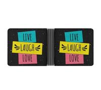 SWQNHTYC Live Laugh Love (Vivre, Rire, Aimer) Portefeuille pour Femmes Cuir Porte-Cartes Petit Porte-Monnaie pour Hommes