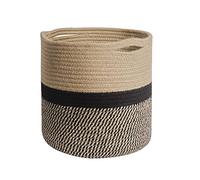 Swsdee 20cm Paniers en Corde Coton, Panier Rangement Tissé Corde Coton,pour Plantes d'intérieur, Pot de Fleurs et Jouets, Fournitures d'Artisanat, Stockage Vêtements(Noir Marron)