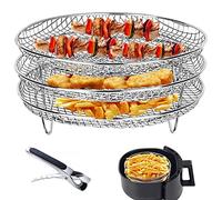 Swsdee Support de Friteuse à Air, Support de Déshydrateur de Friteuse à Air Rond à Trois Couches, Accessoires De Support En Acier Inoxydable 304, Adapté Aux Friteuses à Air Chaud De 4,2 à 5,8 QT