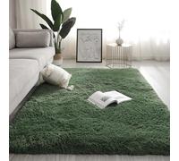 Swsen Tapis de Salon Shaggy Ultra Doux - Moelleux et Lavable - Tapis Moderne pour Chambre avec Dessous Antidérapant, 200 x 300 cm, Vert Foncé