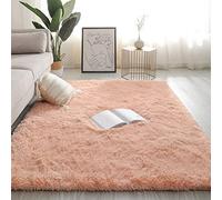 Swsen Tapis de salon super doux - Tapis Shaggy moelleux avec dessous antidérapant - Tapis moderne lavable à poils longs et hauts 200x200cm, couleur pâte de haricots
