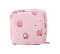 Swtgaah Lot de 4 sacs à mouchoirs en sergé - 4 designs (ours, fleur, cactus, pêche) en 3 couleurs, 12 x 12 cm, pour femme, voyage et vie quotidienne (4 pêches)