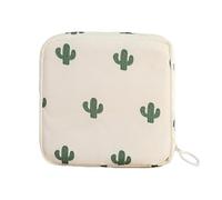 Swtgaah Lot de 4 sacs à mouchoirs en sergé - 4 designs (ours, fleur, cactus, pêche) en 3 couleurs, 12 x 12 cm, pour femme, voyage et vie quotidienne (4 cactus)