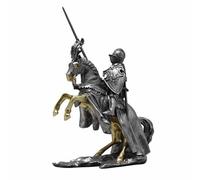 Swtgaah Sculpture de chevalier sur cheval, figurine médiévale en résine avec épée, statuette décorative peinte à la main comme cadeau pour hommes et collectionneurs