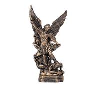 Swtgaah St Michael Statue d'ange en résine bronze avec épée et diable Sculpture chrétienne pour autel de maison, bibliothèque et salon
