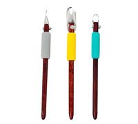 SWTHM Lot de 3 grattoirs de sculpture d'argile, coupe-ruban en bois, outil d'argile séché à l'air libre avec poignée antidérapante, ensemble d'outils de sculpture de poterie pour la texture, la