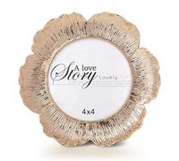 SWTHONY Cadre photo rond floral or rose 10,2 x 10,2 cm en forme de fleur avec façade en verre haute définition pour table, décoration d'intérieur, mariage, remise de diplôme