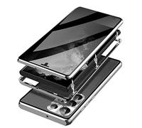 SWTKO Coque Anti Espion for Samsung Galaxy S23 Ultra 5G, Etui Magnétique Double Côtés Verre Trempé Case Cover Pare-Chocs en Métal Antichoc 360 Degrés Protection Housse,Argent,for Samsung S23Ultra
