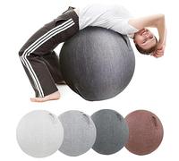 SWTKO Housse de Ballon d'exercice Housse de Protection pour Chaise de Bureau Yoga Ball Housse de Siège pour Ballon de Grossesse et Ballon D'équilibre avec Poignée et Pompe,Gris,65CM