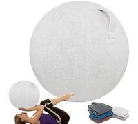 SWTKO Housse en Tissu Ballon d'exercice Housse de Protection pour Chaise Boule de Yoga Pilates Housse de Siège Ballon D'équilibre pour Bureau À Domicile avec Poignée,Blanc,75CM
