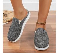 SWTKO Sabots de Jardin Femme Chaussures Plates Décontractées Pantoufles en Toile Sandales Baskets Mocassins À Enfiler Chaussures Chaussures de Marche Antidérapantes D'été,Noir,US7/EU38