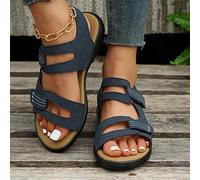 SWTKO Sandales Plates de Sport pour Femmes Sandales de Marche Compensées D'été Sandales À Bout Ouvert Chaussures de Plage de Marche en Plein Air Confortables,Bleu,US9/EU40