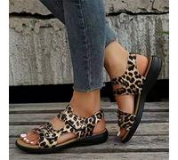 SWTKO Sandales Plates de Sport pour Femmes Sandales de Marche Compensées D'été Sandales À Bout Ouvert Chaussures de Plage de Marche en Plein Air Confortables,Léopard,US7/EU38