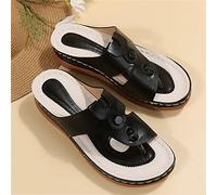 SWTKO Tongs À Semelle Souple pour Femmes Chaussures de Marche Orthopédiques Sandales Confortables et Respirantes avec Soutien Plantaire Chaussures de Plage Décontractées,Noir,US7/EU38