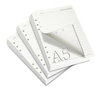 SWTYExt 3 Paquets 180 Feuille A5 Classeur A5 6 Anneaux Ligne Feuilles Mobiles Filofax A5 Recharges Agenda A5 pour Agendas et Planificateurs Feuille A5 Perforée pour Carnet Cahier de Voyage